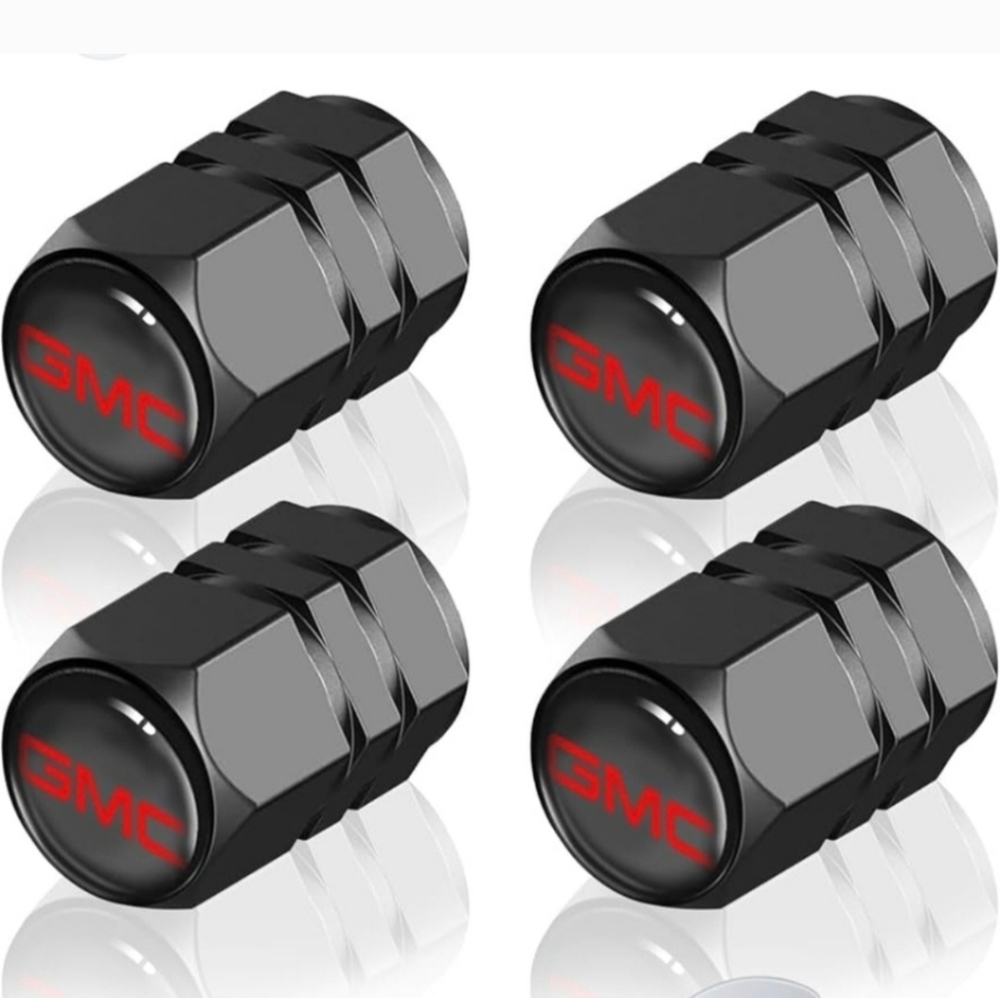 GMC Black Tire Valve Caps Set